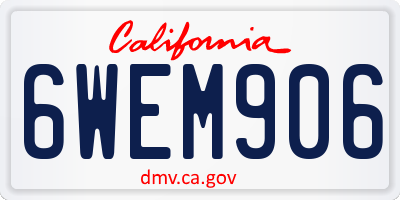 CA license plate 6WEM906