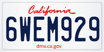 CA license plate 6WEM929