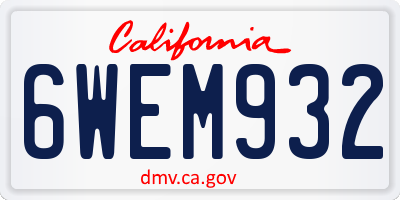 CA license plate 6WEM932
