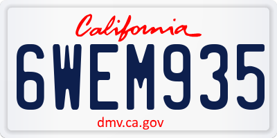 CA license plate 6WEM935