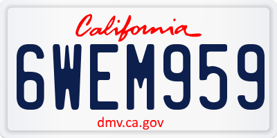 CA license plate 6WEM959