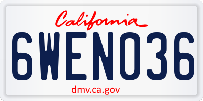 CA license plate 6WEN036