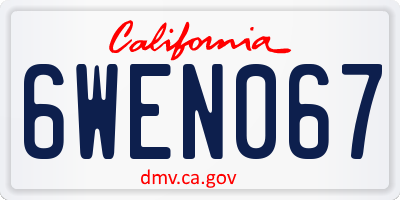 CA license plate 6WEN067
