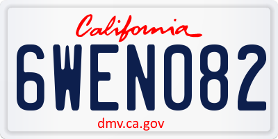 CA license plate 6WEN082