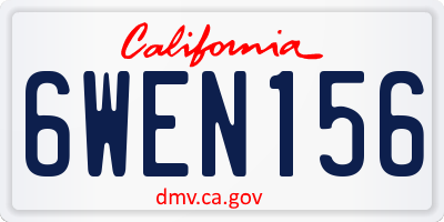 CA license plate 6WEN156
