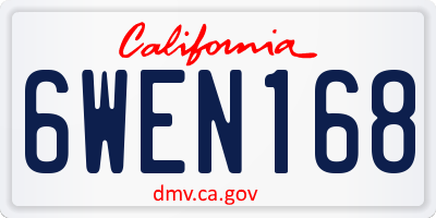 CA license plate 6WEN168