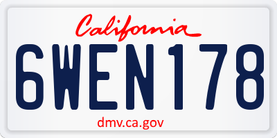 CA license plate 6WEN178