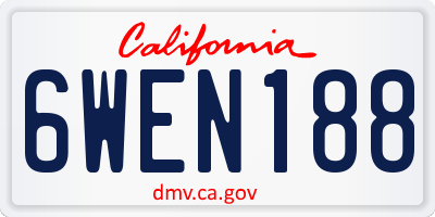 CA license plate 6WEN188