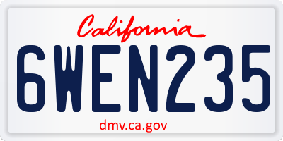 CA license plate 6WEN235