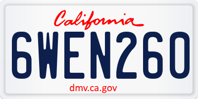 CA license plate 6WEN260