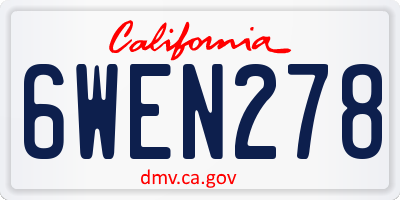 CA license plate 6WEN278