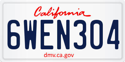 CA license plate 6WEN304
