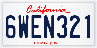 CA license plate 6WEN321