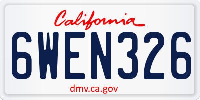 CA license plate 6WEN326