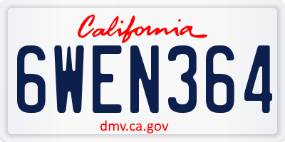 CA license plate 6WEN364