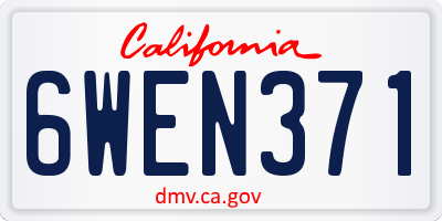 CA license plate 6WEN371