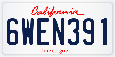 CA license plate 6WEN391