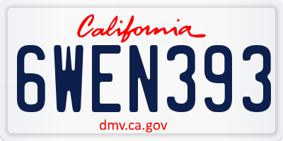 CA license plate 6WEN393