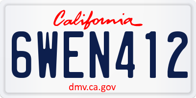 CA license plate 6WEN412