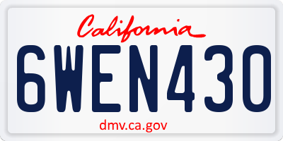 CA license plate 6WEN430