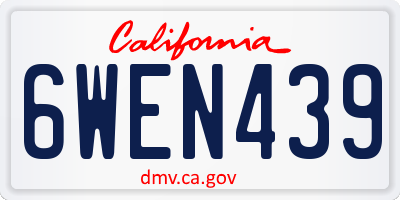 CA license plate 6WEN439