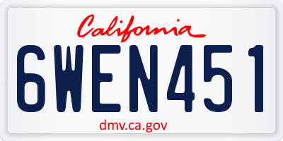 CA license plate 6WEN451