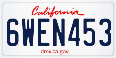 CA license plate 6WEN453