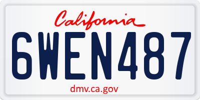 CA license plate 6WEN487