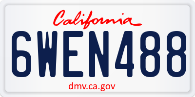 CA license plate 6WEN488