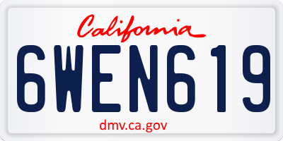 CA license plate 6WEN619