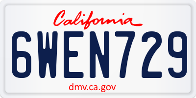 CA license plate 6WEN729