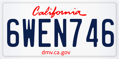 CA license plate 6WEN746