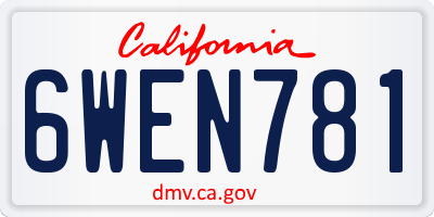 CA license plate 6WEN781