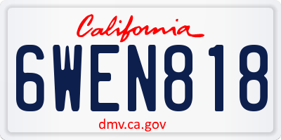 CA license plate 6WEN818