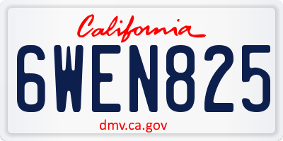 CA license plate 6WEN825