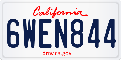 CA license plate 6WEN844