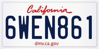 CA license plate 6WEN861