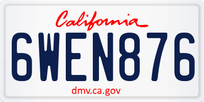 CA license plate 6WEN876