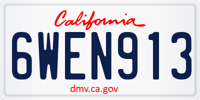 CA license plate 6WEN913