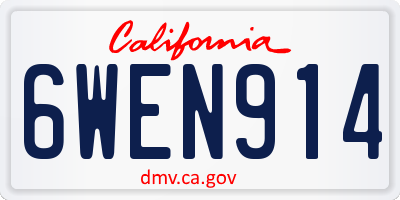CA license plate 6WEN914