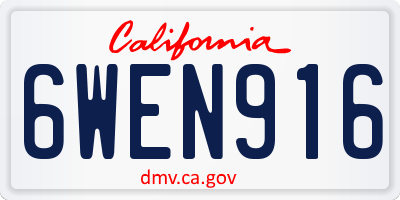 CA license plate 6WEN916