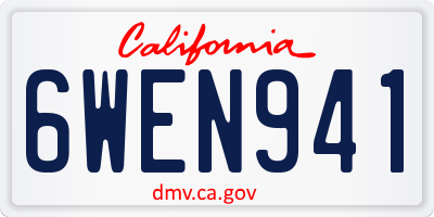 CA license plate 6WEN941