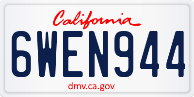 CA license plate 6WEN944