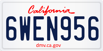 CA license plate 6WEN956