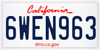CA license plate 6WEN963