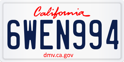 CA license plate 6WEN994