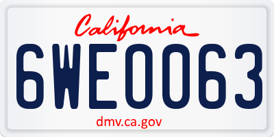 CA license plate 6WEO063