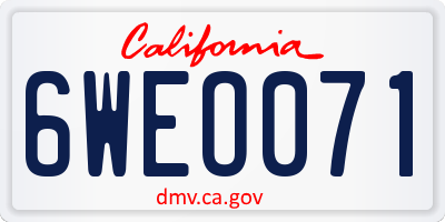 CA license plate 6WEO071