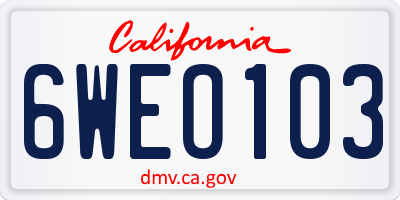 CA license plate 6WEO103