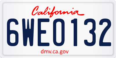 CA license plate 6WEO132